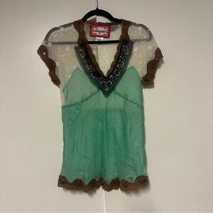 Meghan LA beautiful embellished Lace Top Size Medium
